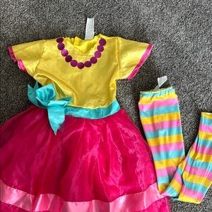 Disney Fancy Nancy Outfit Costume Sz Small 4-6 Girls Pink Yellow Blue Kids